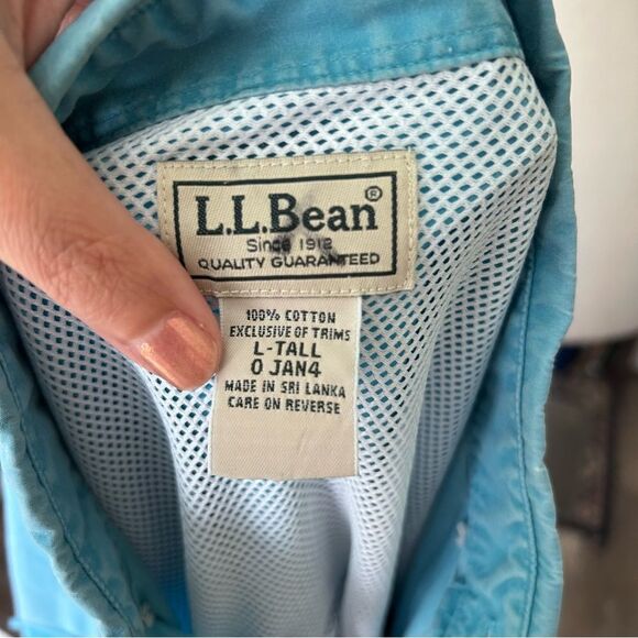 L.L. Bean Blue Short Sleeve Cotton Summer Shirt - Large Tall - Picture 5 of 5